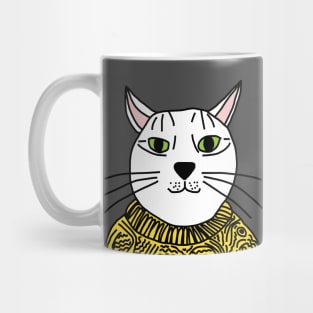 Portrait of Yellow Sweater Cat Mug